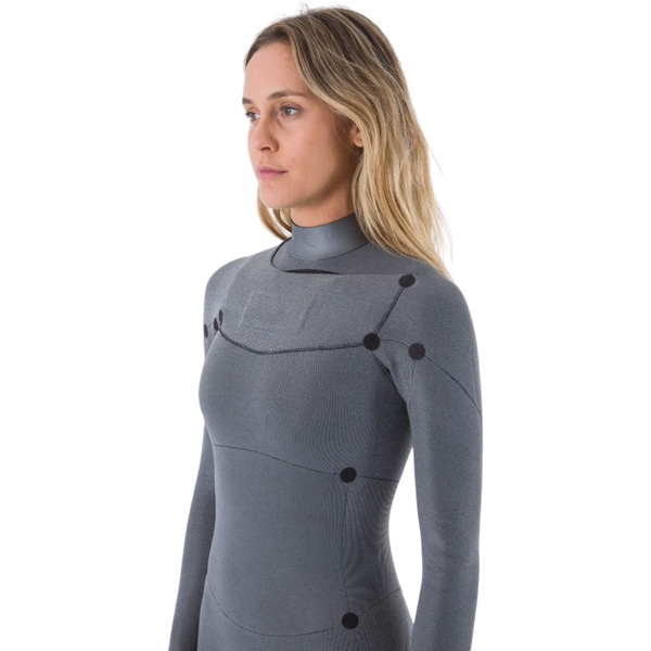 2026 Hurley Dames Advant 4/3mm Borst Ritssluiting Wetsuit WFS0013403 - Black